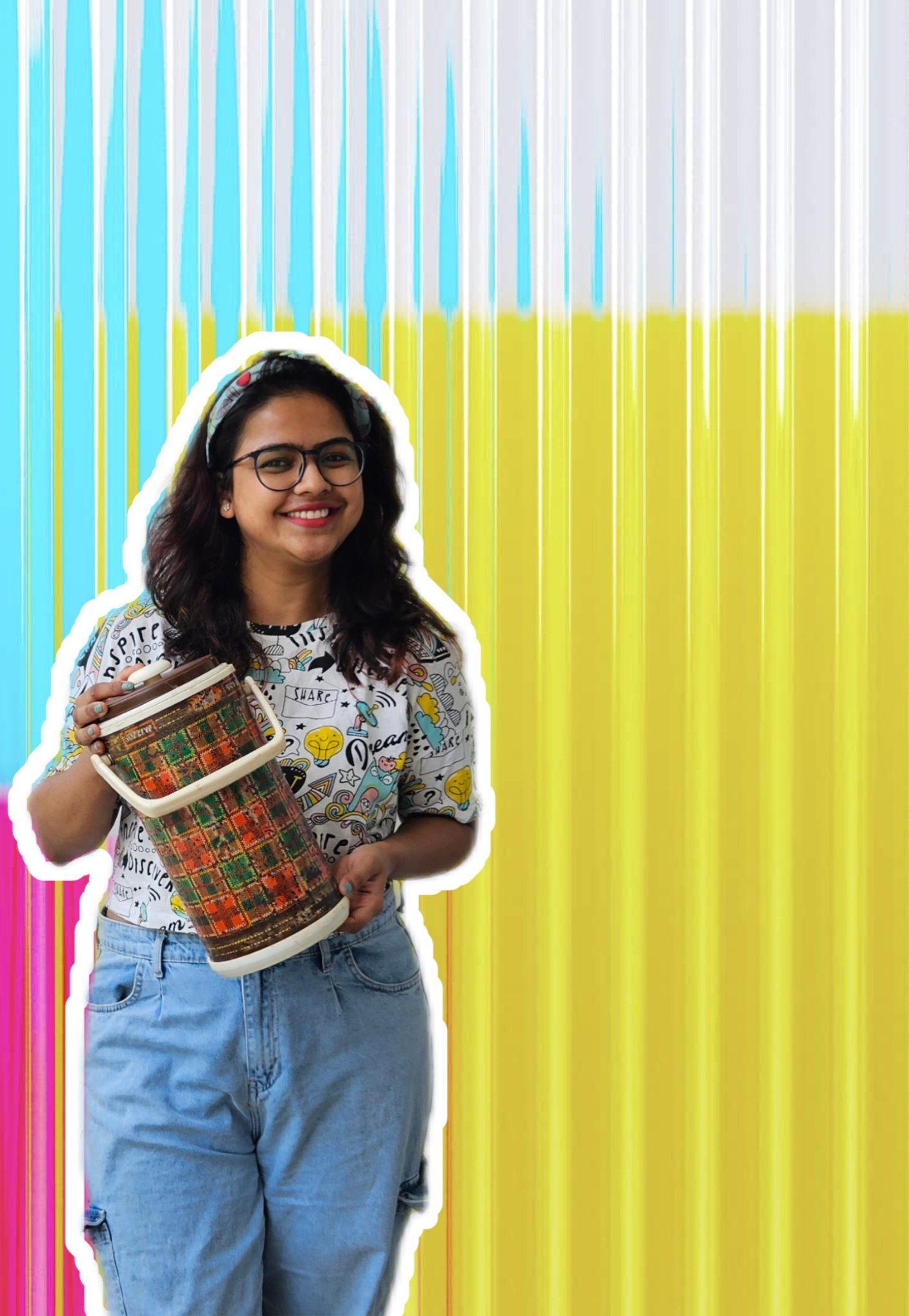 Leena with an upcycled tiffin box
